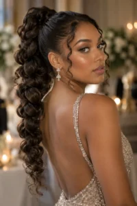 18. Textured Braided Ponytail With Curls