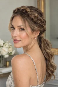 16. Crown Braid Into Ponytail