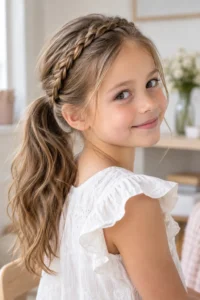 21. Braided Headband Ponytail