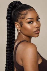 29. Braided Ponytail With Baby Hair Edges