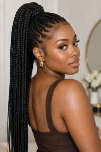 28. Box Braid Ponytail Style
