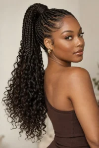 27. Braided Ponytail With Curly Ends