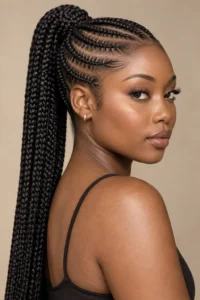 26. Cornrow Braided Ponytail