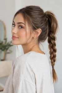 24. Quick Five Minute Braided Ponytail