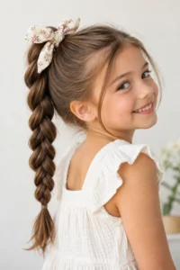 23. Bow Accented Braided Ponytail