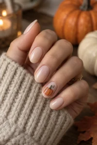1. Single Pumpkin Accent Nail