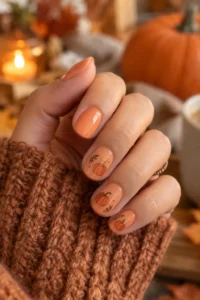 20. Short Round Pumpkin Nails