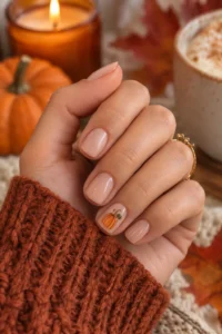 19. Short Square Pumpkin Nails