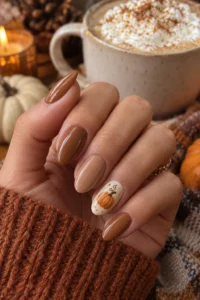 25. Pumpkin Spice Latte Nails