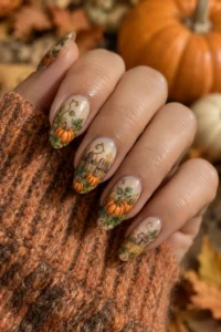 9. Pumpkin Patch Scene Nails