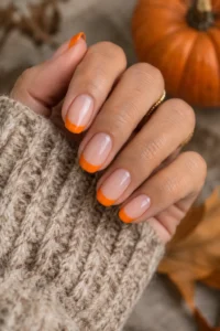 5. Simple Orange French Tips