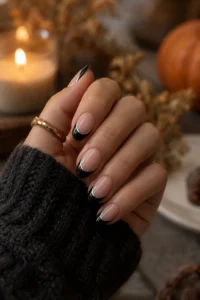 1. Black Tip French Manicure Halloween French Tips