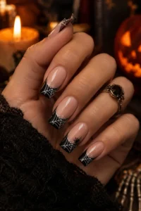 20. Spider Web French Tips