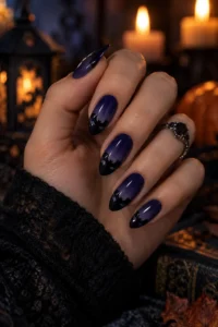 17. Bat Silhouette French Tips
