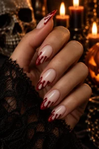 28. Blood Drip French Tips