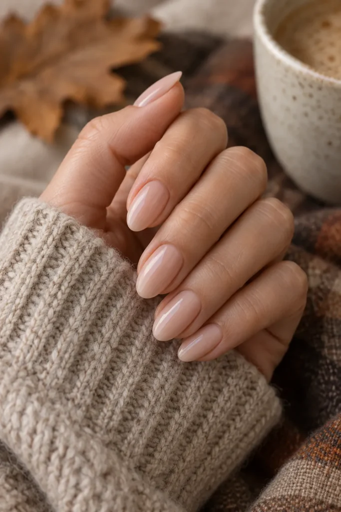 1. Nude Fall Almond Nails