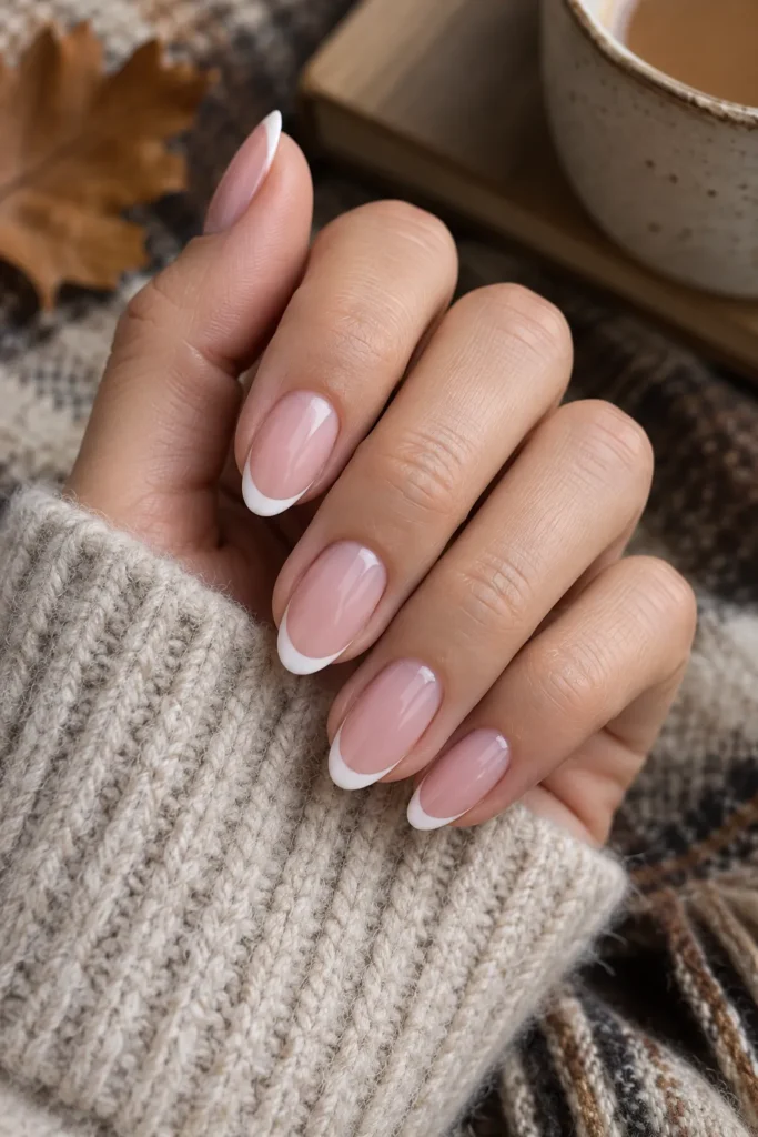 2. Simple French Tip Almond Nails