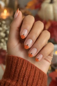 7. Pumpkin Silhouette French Tips