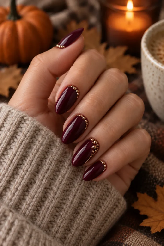 28. Beaded Almond Nails