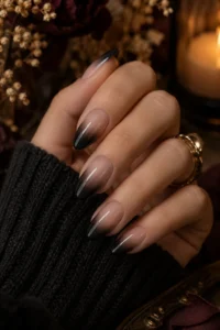 6. Ombre Black Fade French Tips