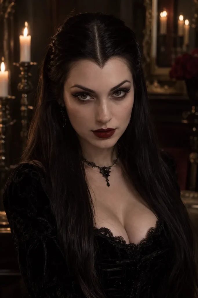 2. Widow's Peak Center Part Romantic Goth Hairstyles