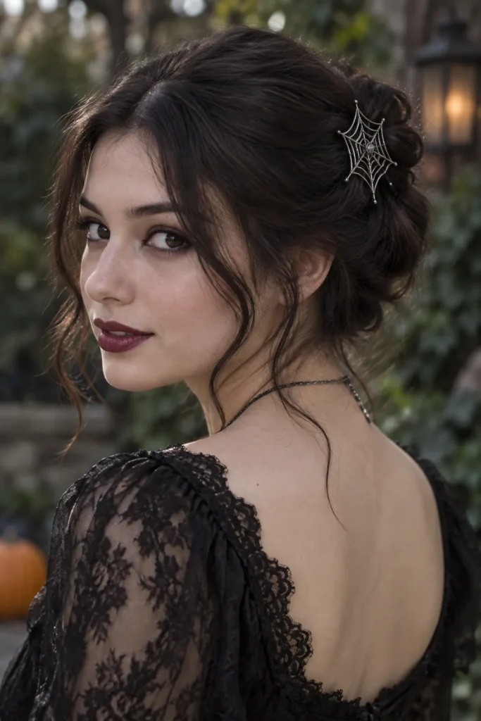 16. Spiderweb Hair Clip Updo