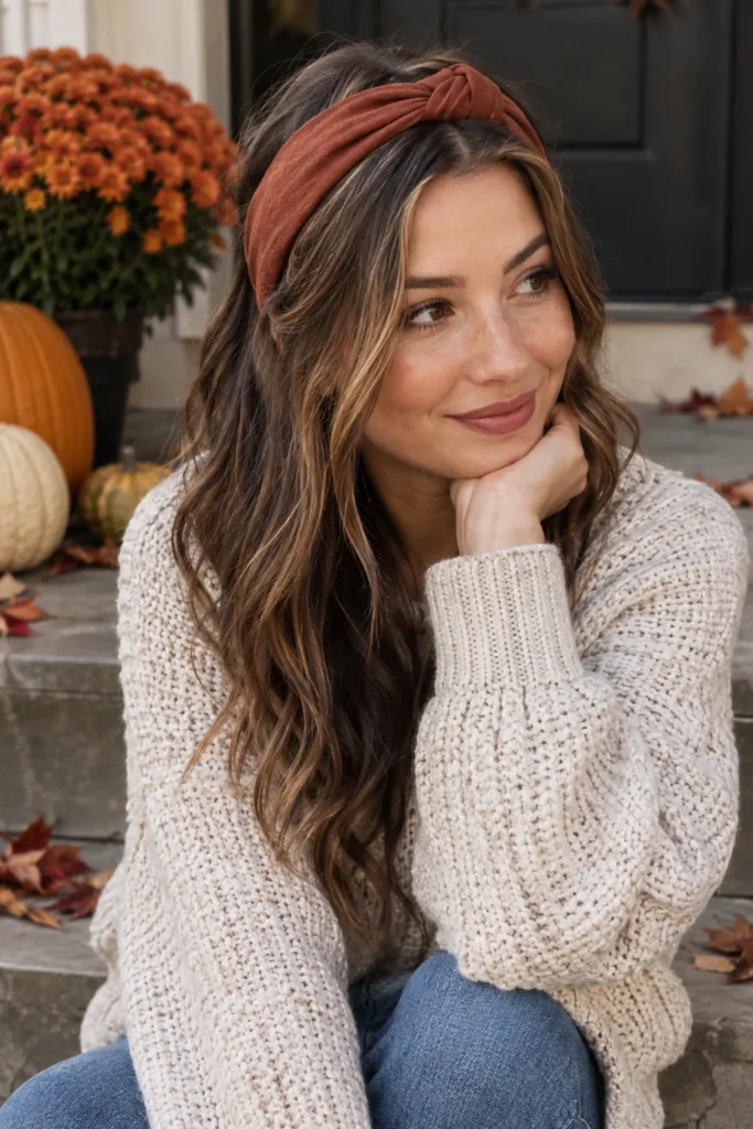 19. Fall-Toned Headband Look