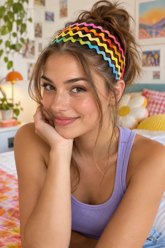 16. Colorful Zigzag Headband Stack