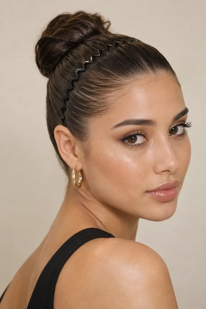 15. Zigzag Headband Slick Bun