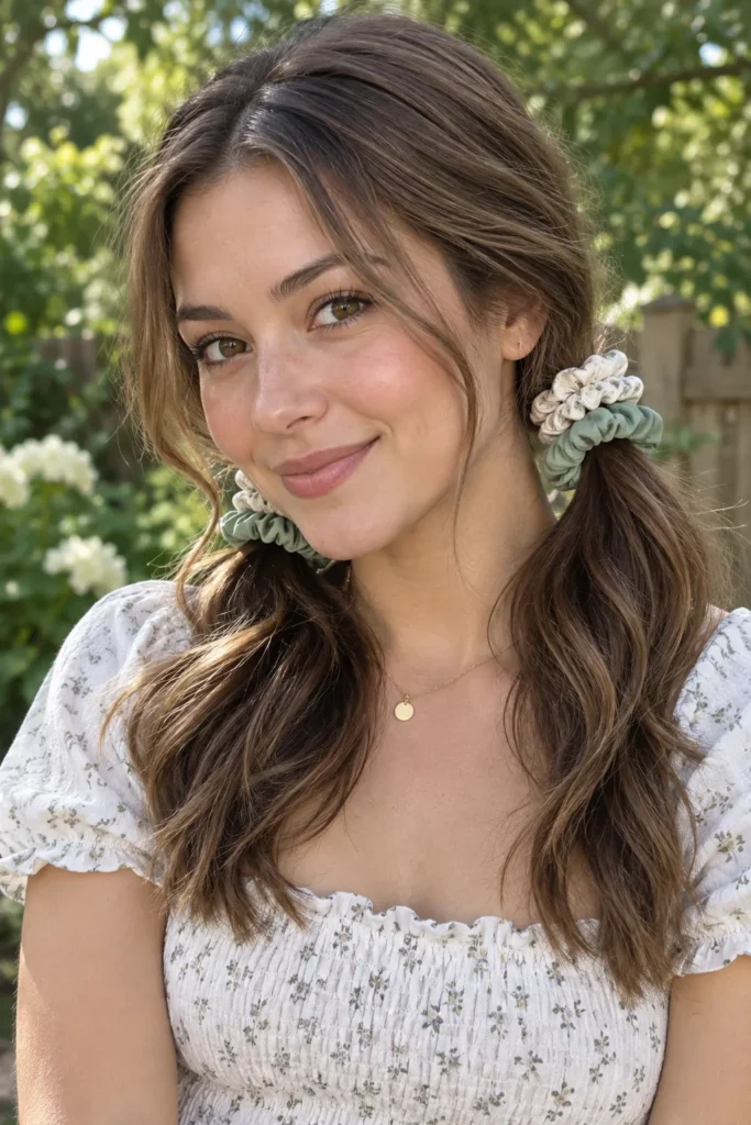 30. Layered Scrunchie Pigtails