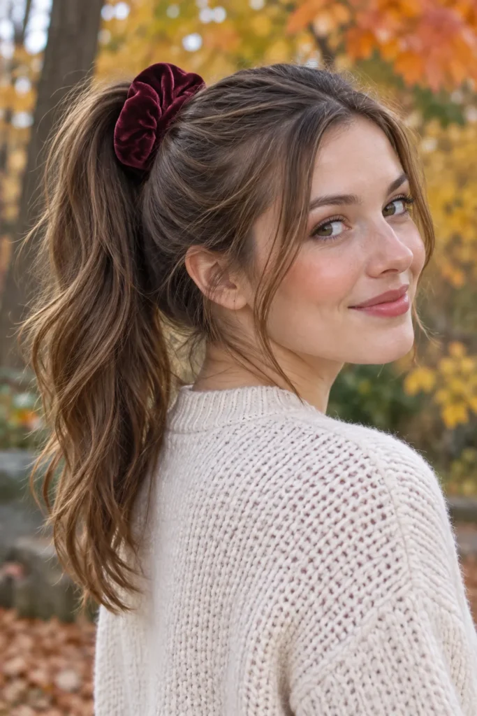 23. Fall Scrunchie Ponytail