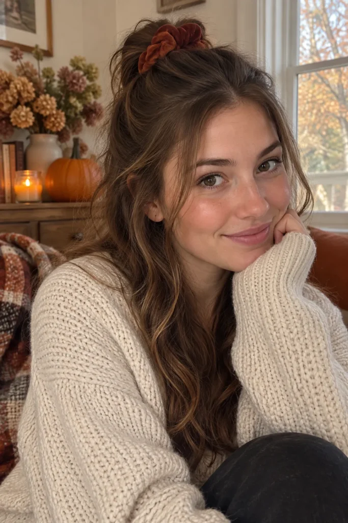 22. Cozy Sweater Weather Half Up