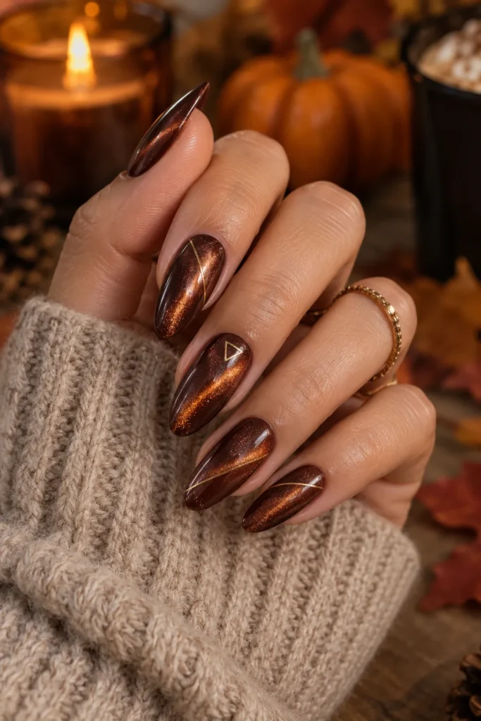 11. Cat Eye Nails With Line Art