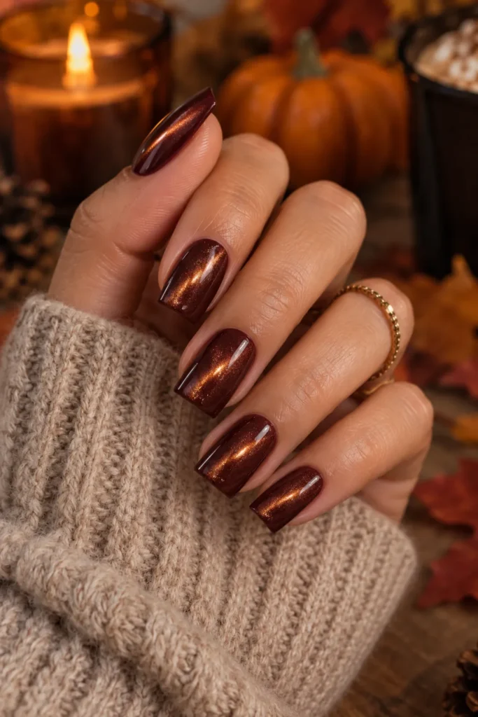 18. Cat Eye Square Tip Nails