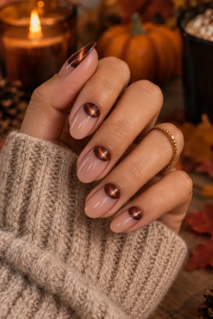 16. Cat Eye Half Moon Nails