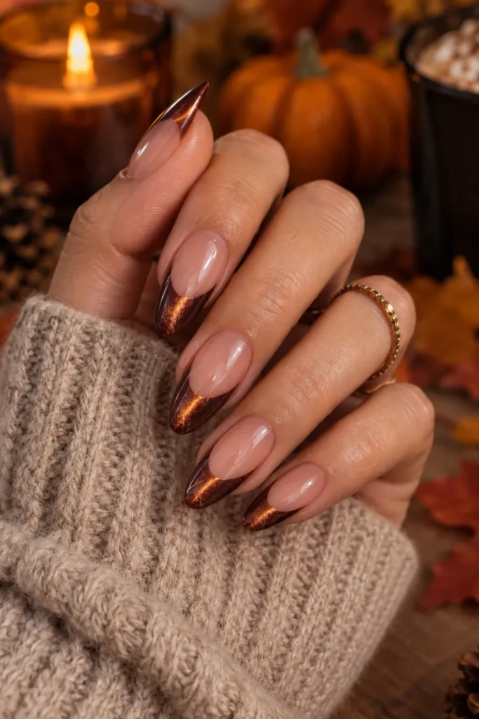13. Cat Eye French Tip Nails