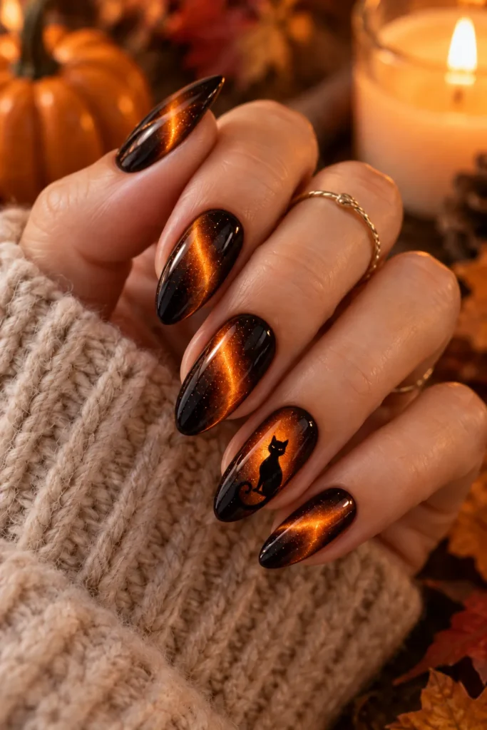 25. Halloween Cat Eye Nails