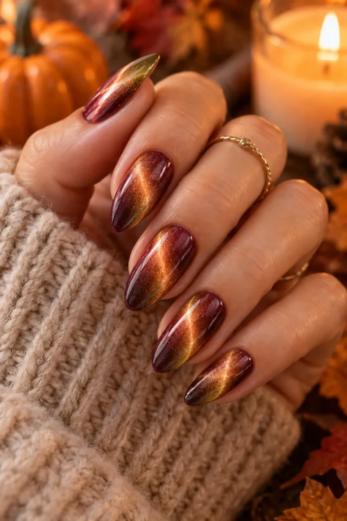 24. Cat Eye Nails With Color Shift