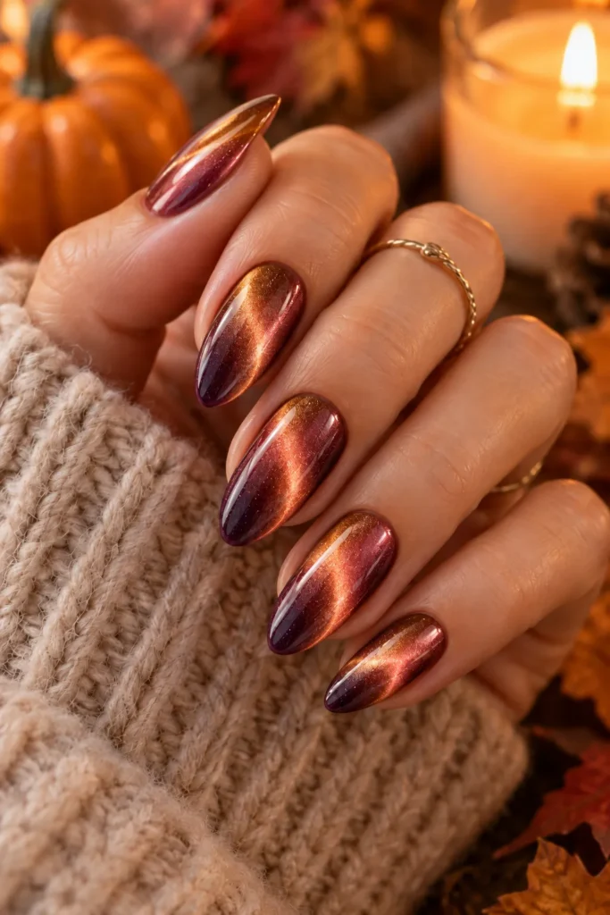 22. Multi Chrome Cat Eye Nails