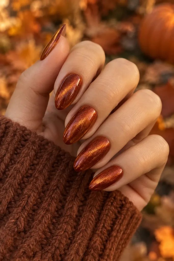 5. Rust Orange Cat Eye Nails
