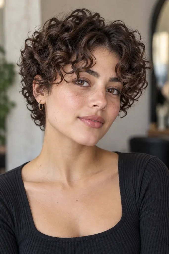 3. Curtain Crop For Curly Hair