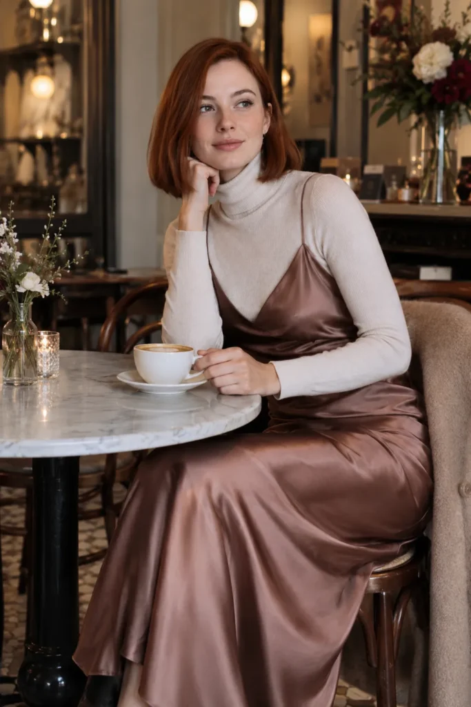 2. Turtleneck Under Slip Dress