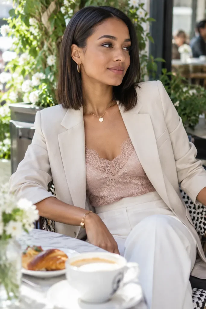 8. Lace Cami Under Blazer