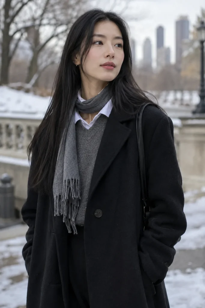 5. Scarf Layering With Peekaboo Style