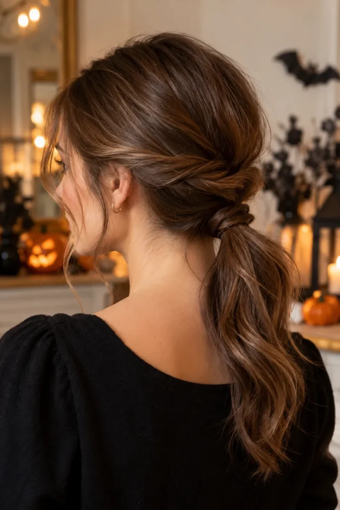 5. Low Twisted Ponytail