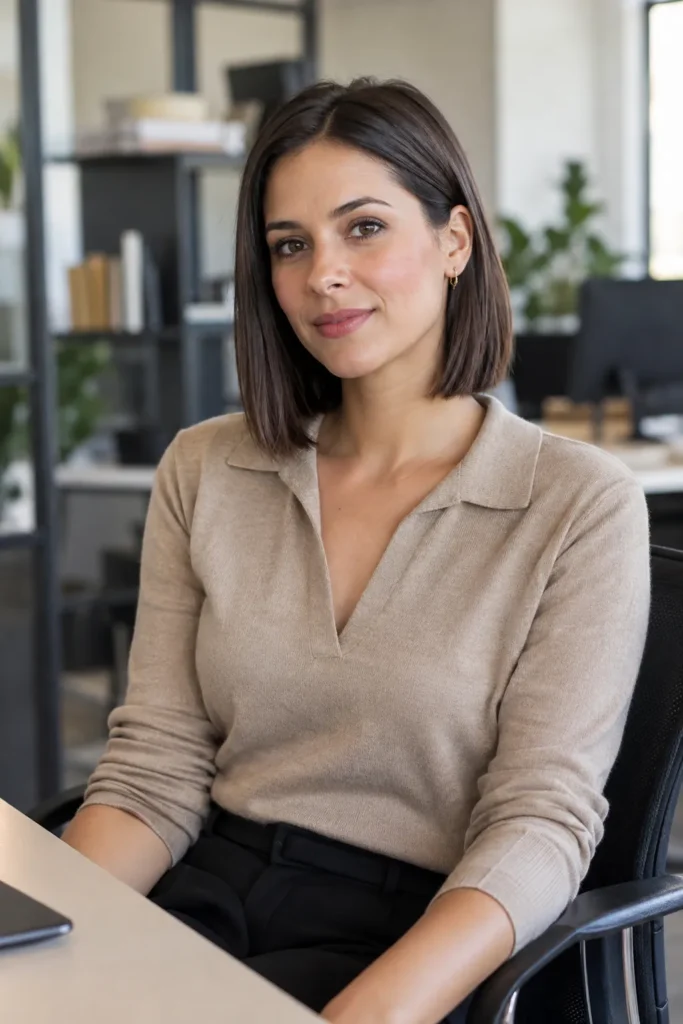 7. Simple Straight Office Look