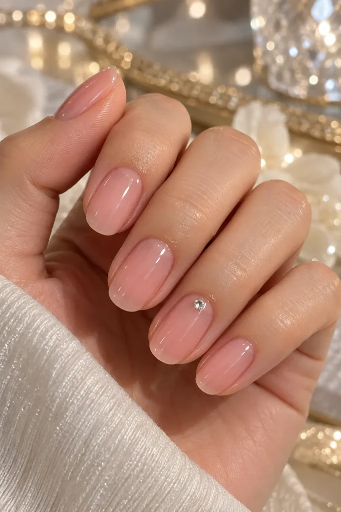 8. Single Accent Gem Nail