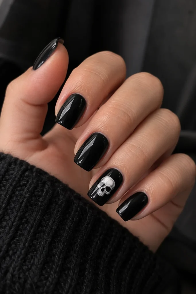 8. Single Skull Accent Nail