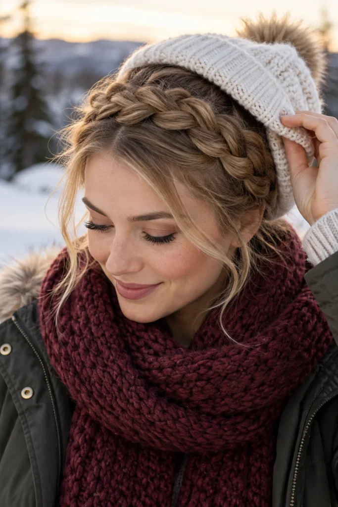 27. Winter Halo Braid Under Hats
