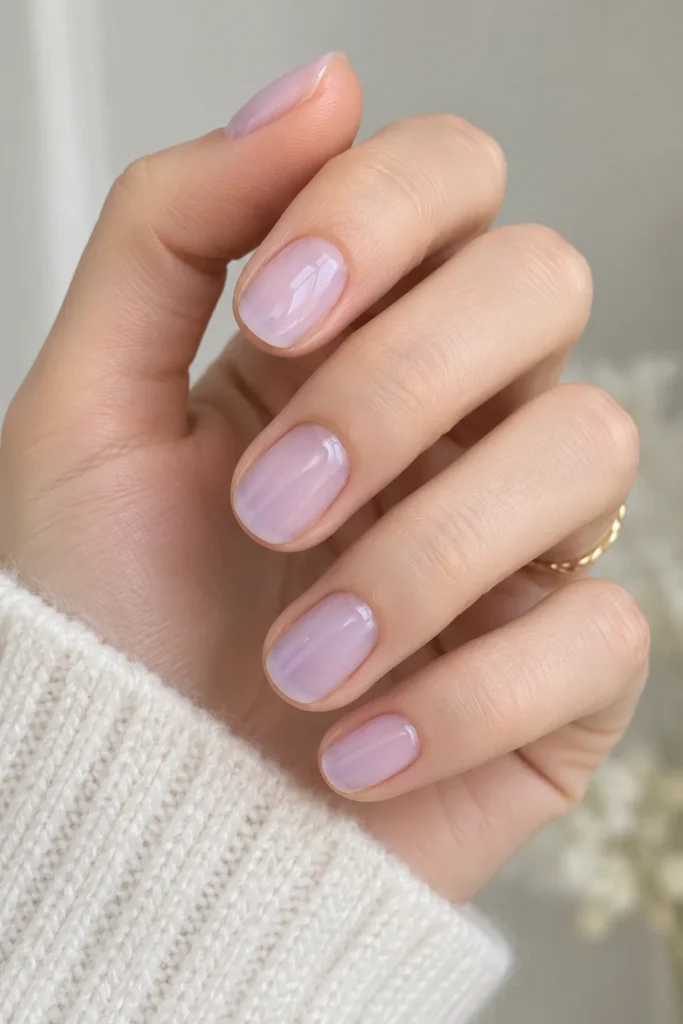 1. Sheer Base Coat Milky Lilac Nails